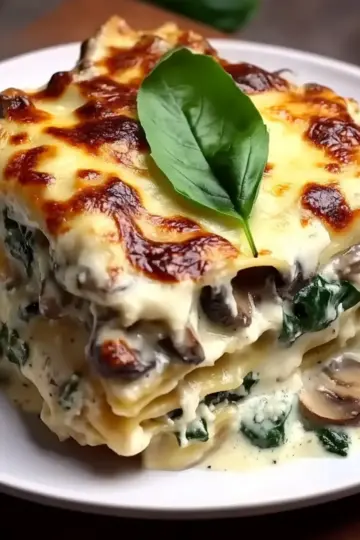 White Lasagna with Garlicky Greens & Mushrooms