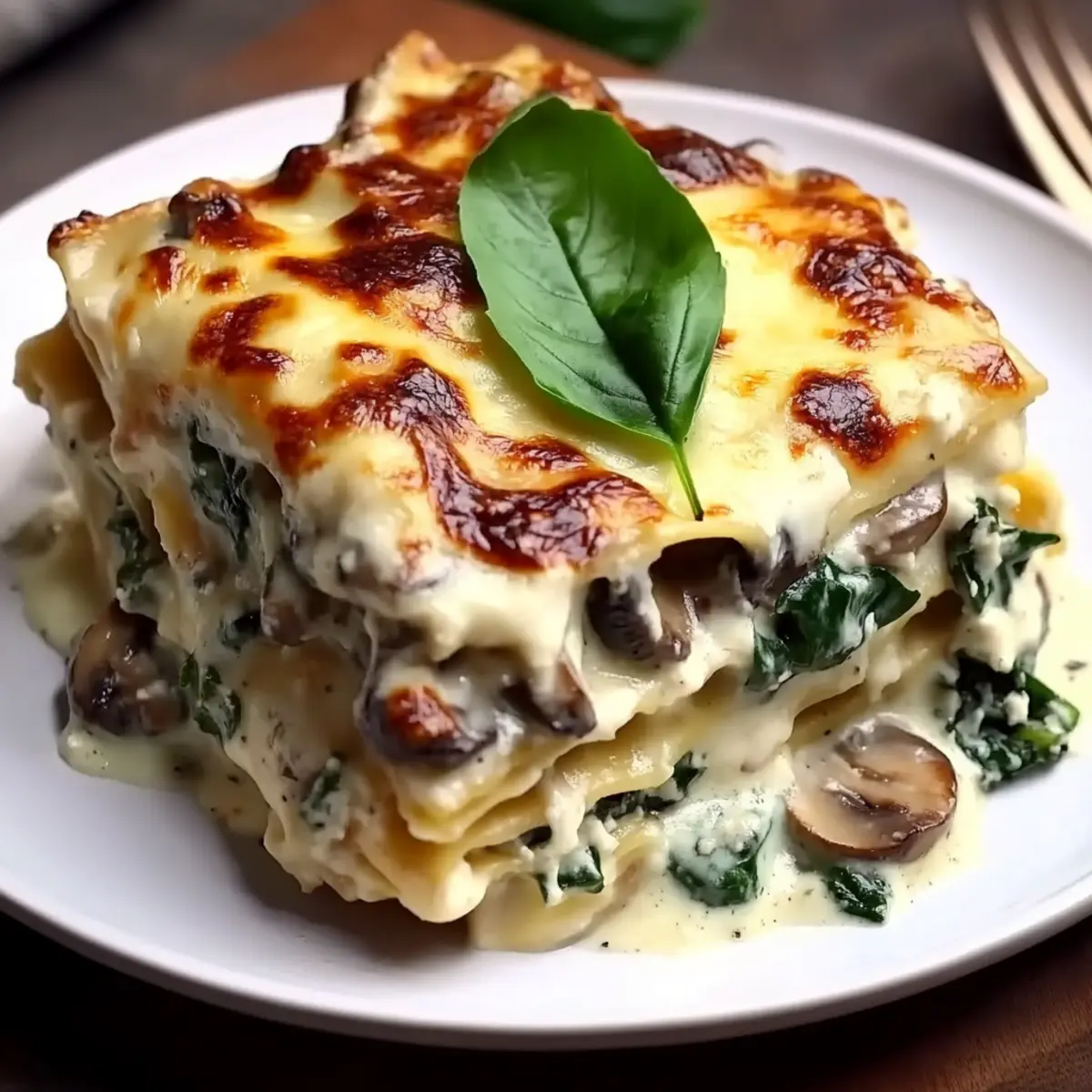 White Lasagna with Garlicky Greens & Mushrooms
