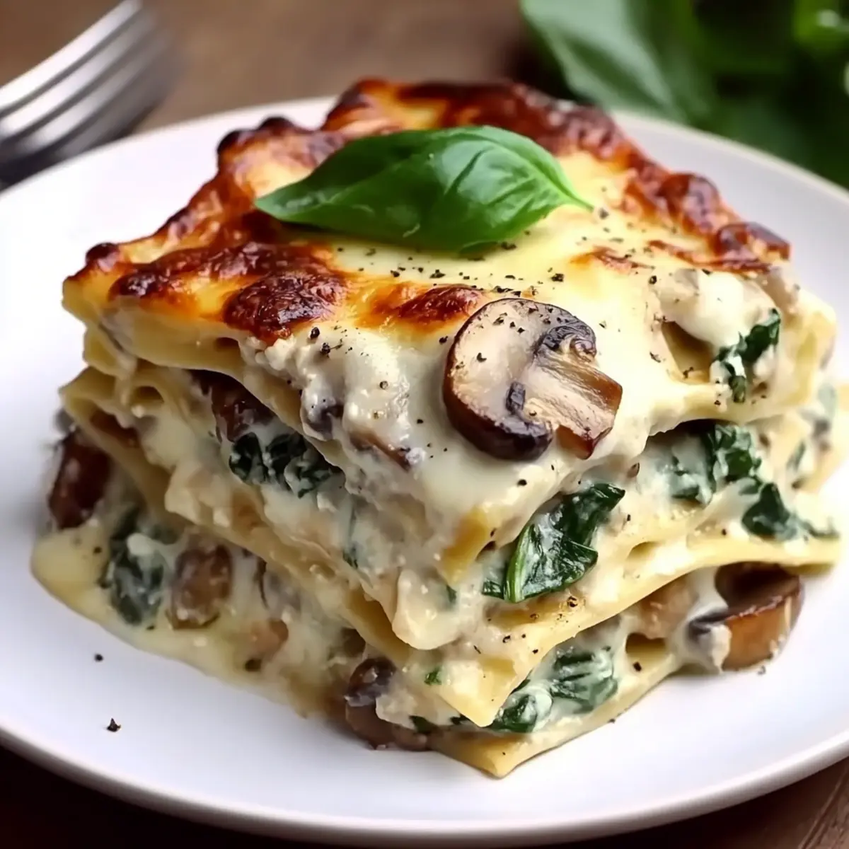 White Lasagna with Garlicky Greens & Mushrooms