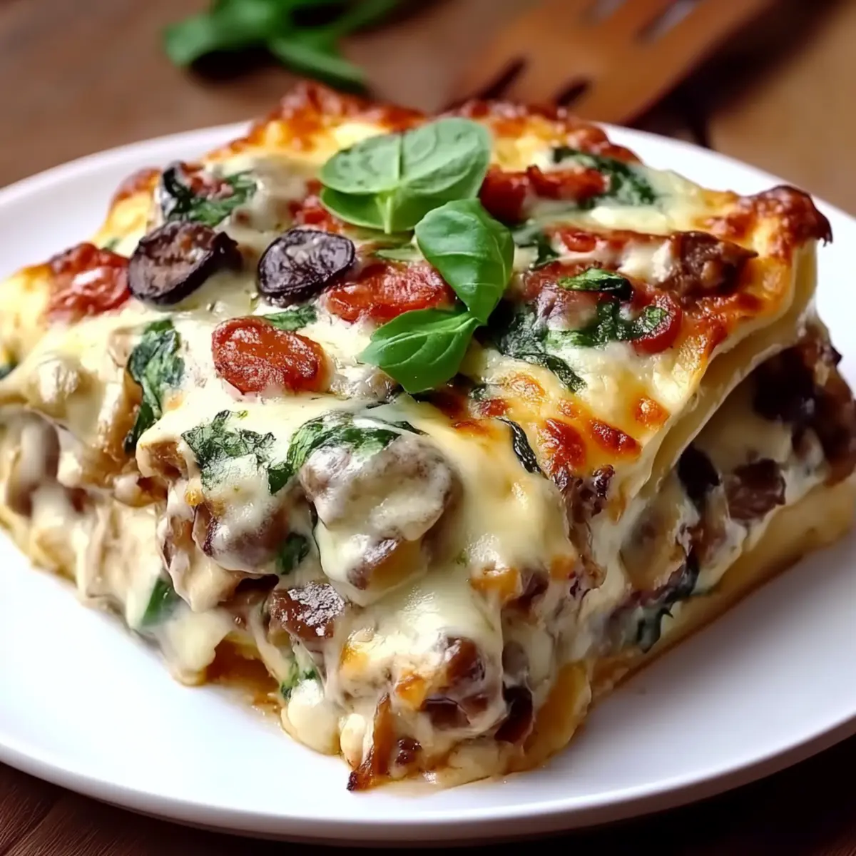 White Lasagna with Garlicky Greens & Mushrooms