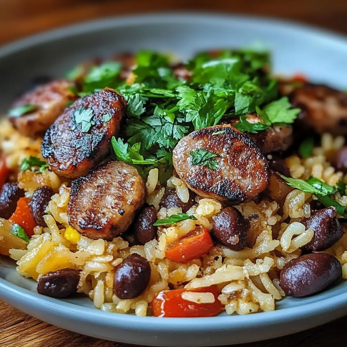Black Beans, Sausage and Rice Skillet