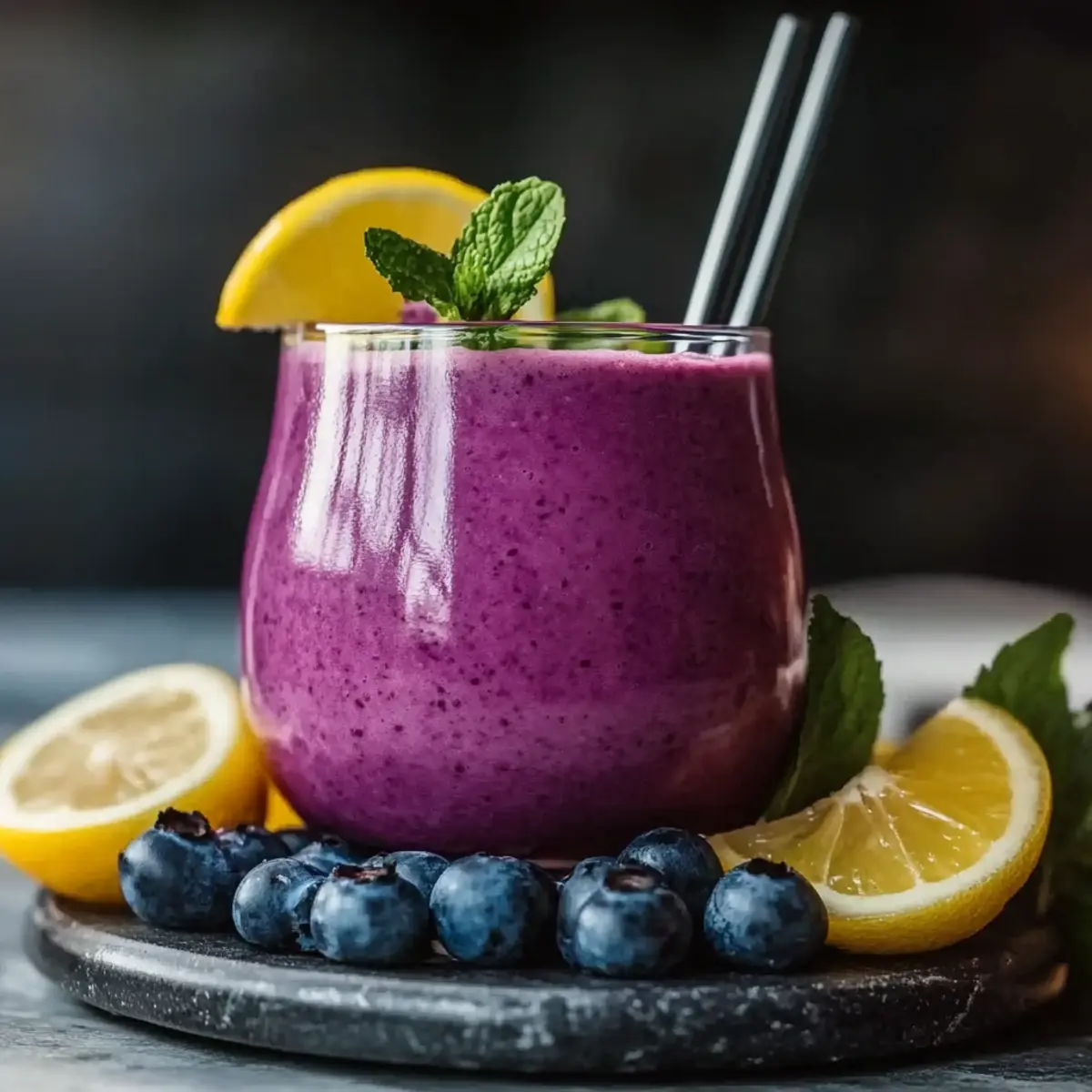 Blueberry Avocado Smoothie With Lemon & Yogurt