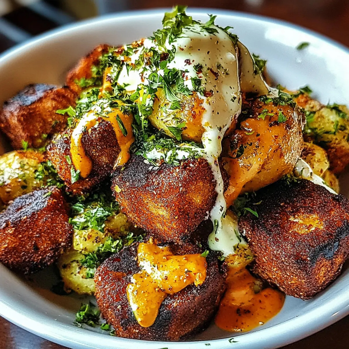 Buffalo Bites Bowl with Crispy Potatoes & Shaved Brussels