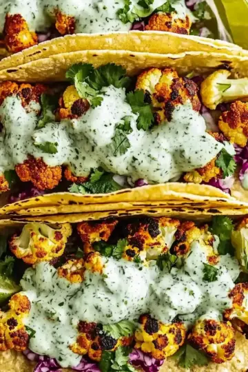 Cauliflower Tacos with Cilantro Lime Crema