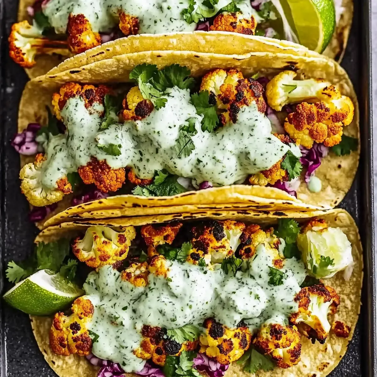 Cauliflower Tacos with Cilantro Lime Crema