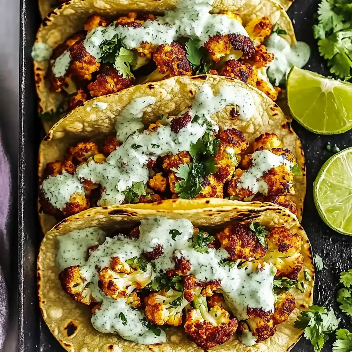 Cauliflower Tacos with Cilantro Lime Crema