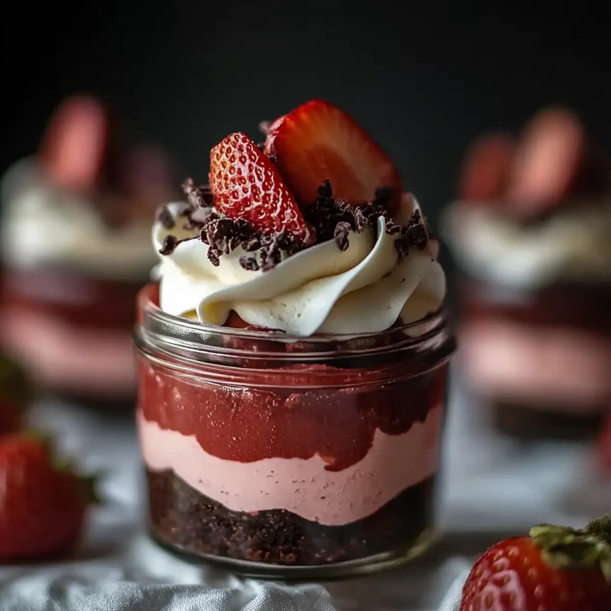 Chocolate Strawberry Mousse Cake Parfaits