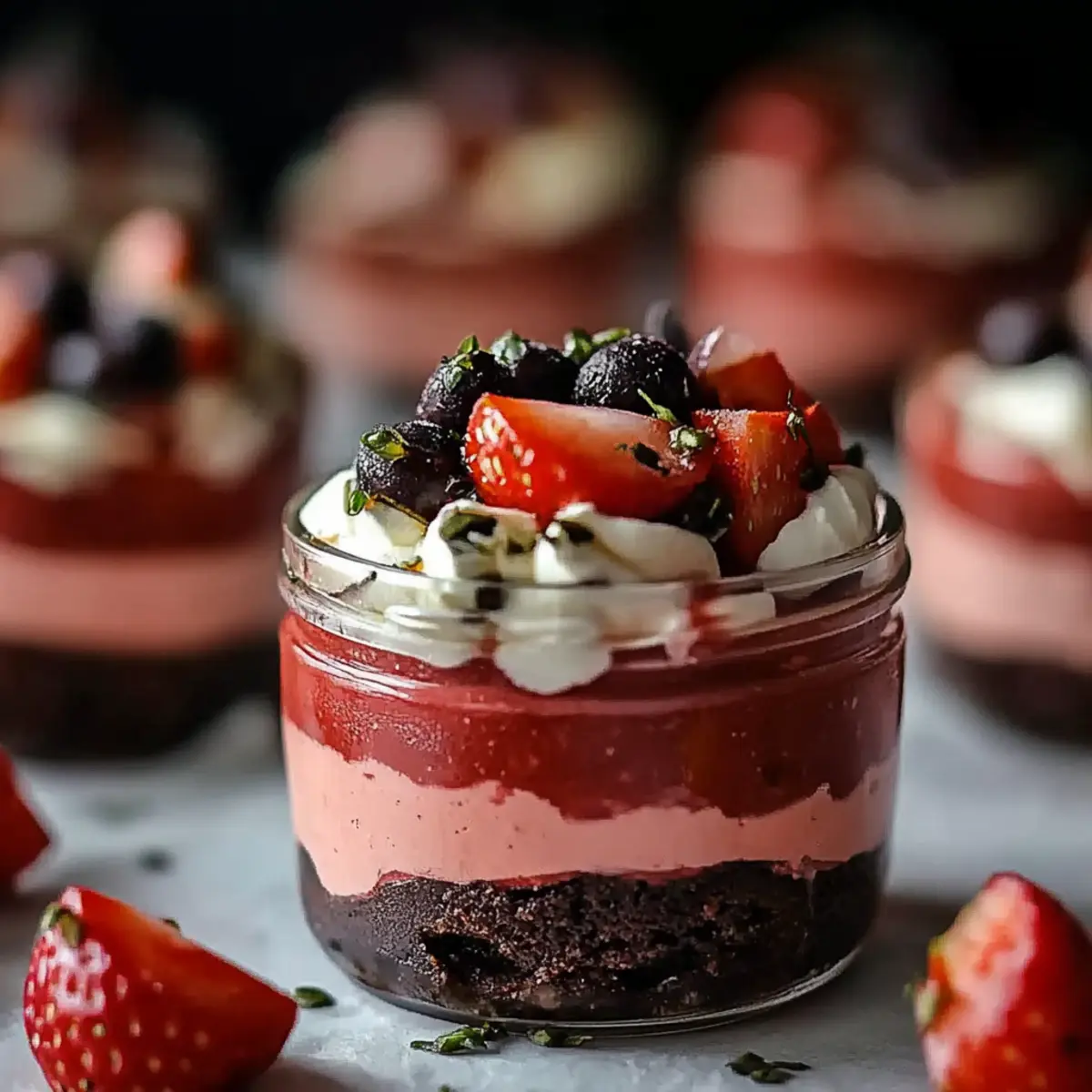 Chocolate Strawberry Mousse Cake Parfaits