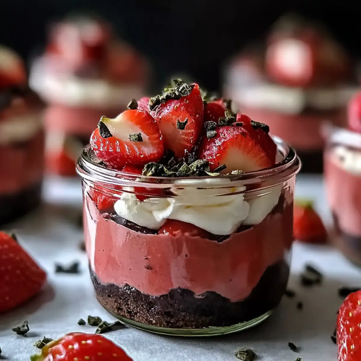Chocolate Strawberry Mousse Cake Parfaits