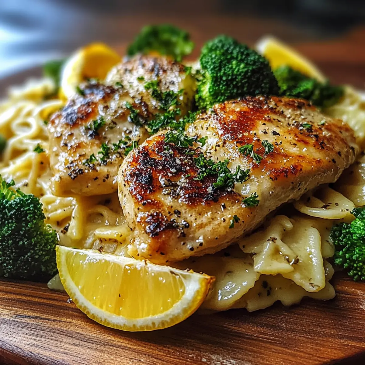 Cowboy Butter Lemon Bowtie Chicken with Broccoli