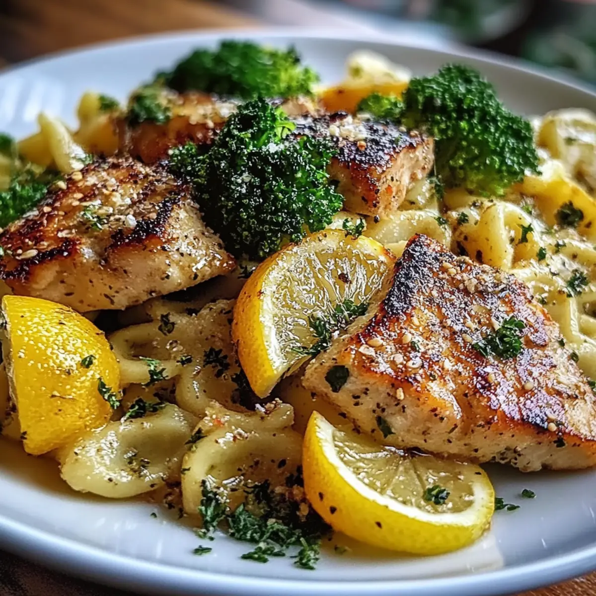 Cowboy Butter Lemon Bowtie Chicken with Broccoli
