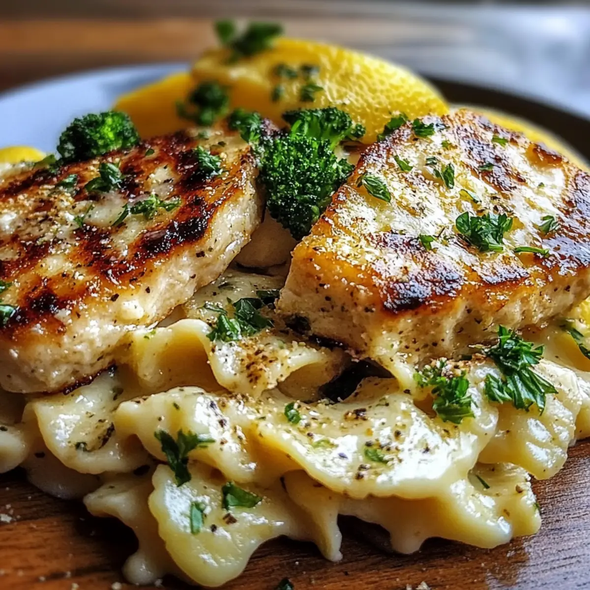 Cowboy Butter Lemon Bowtie Chicken with Broccoli