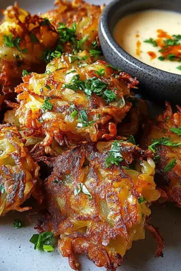 Crispy Cabbage Fritters with Garlic Sauce