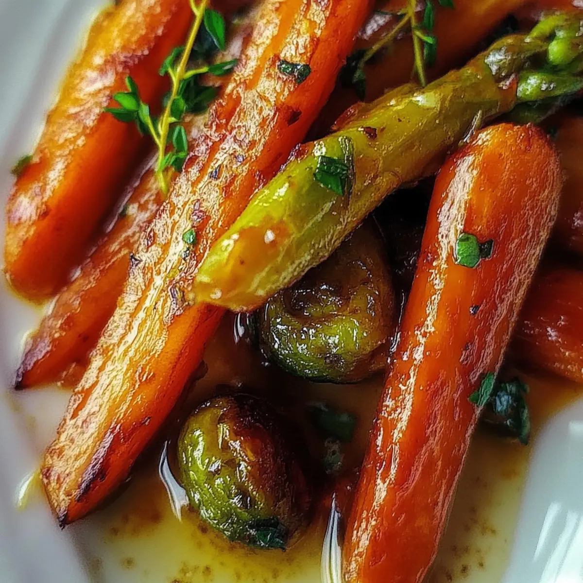 Crispy Maple Glazed Carrots and Brussel Sprouts
