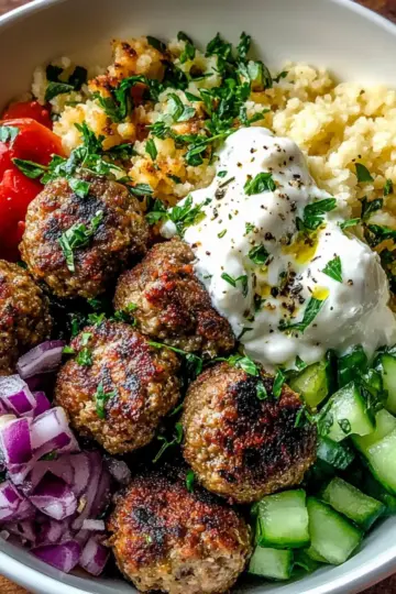 Greek Meatball Bowl
