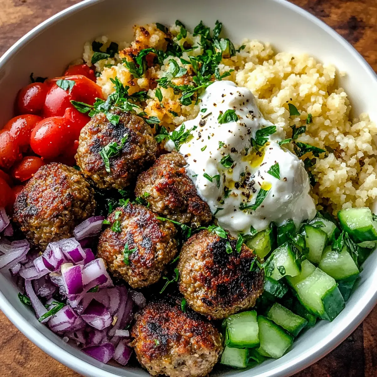 Greek Meatball Bowl