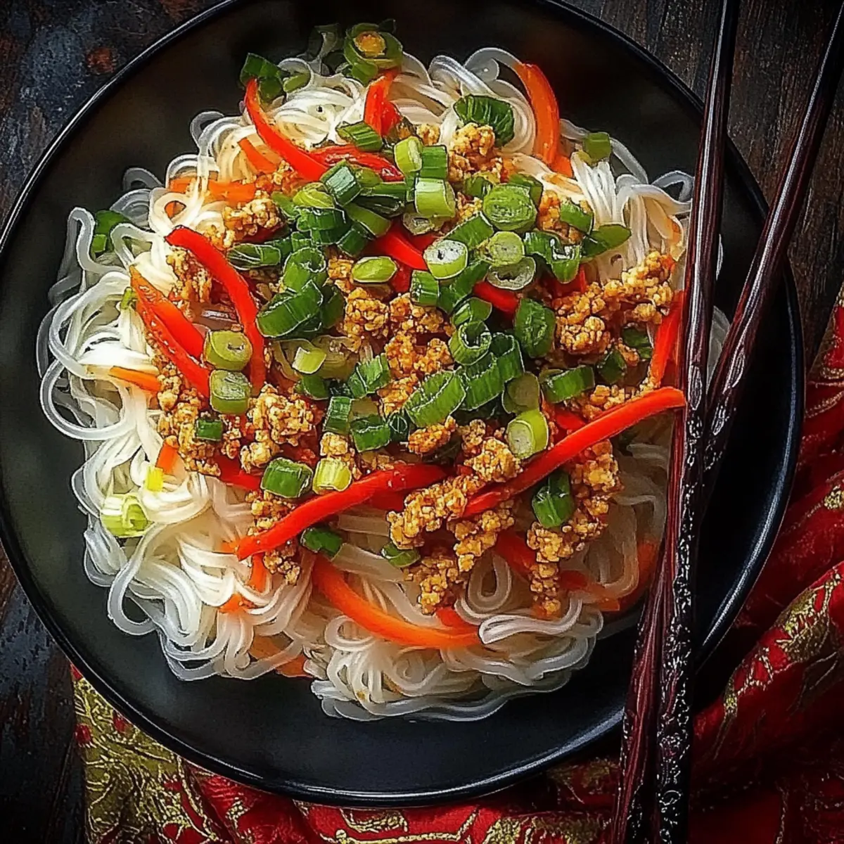Ground Chicken Sweet Chili Noodles