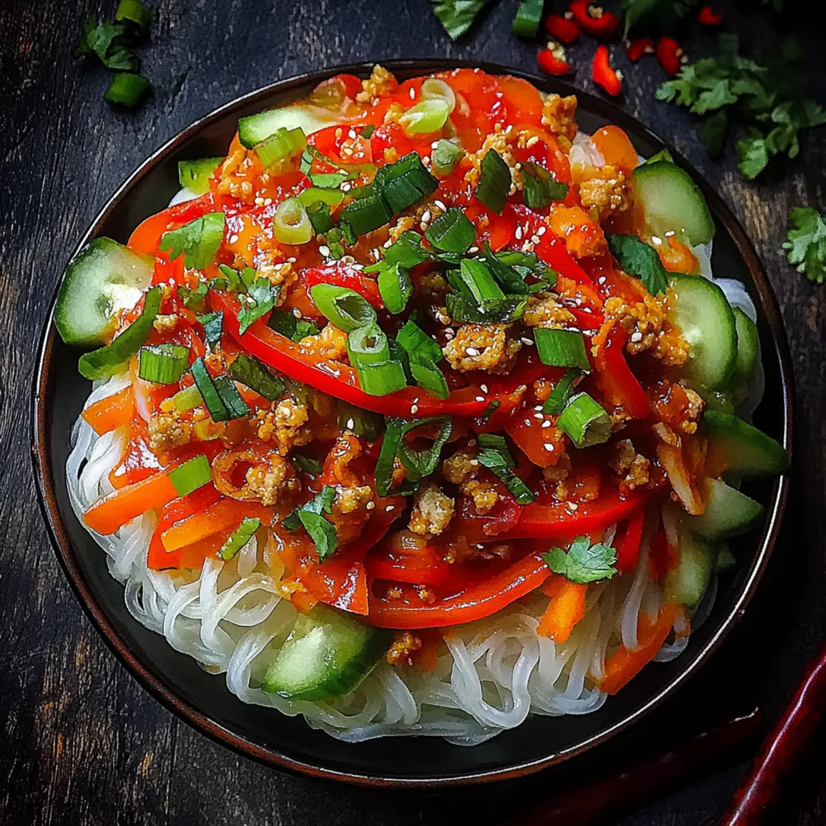 Ground Chicken Sweet Chili Noodles