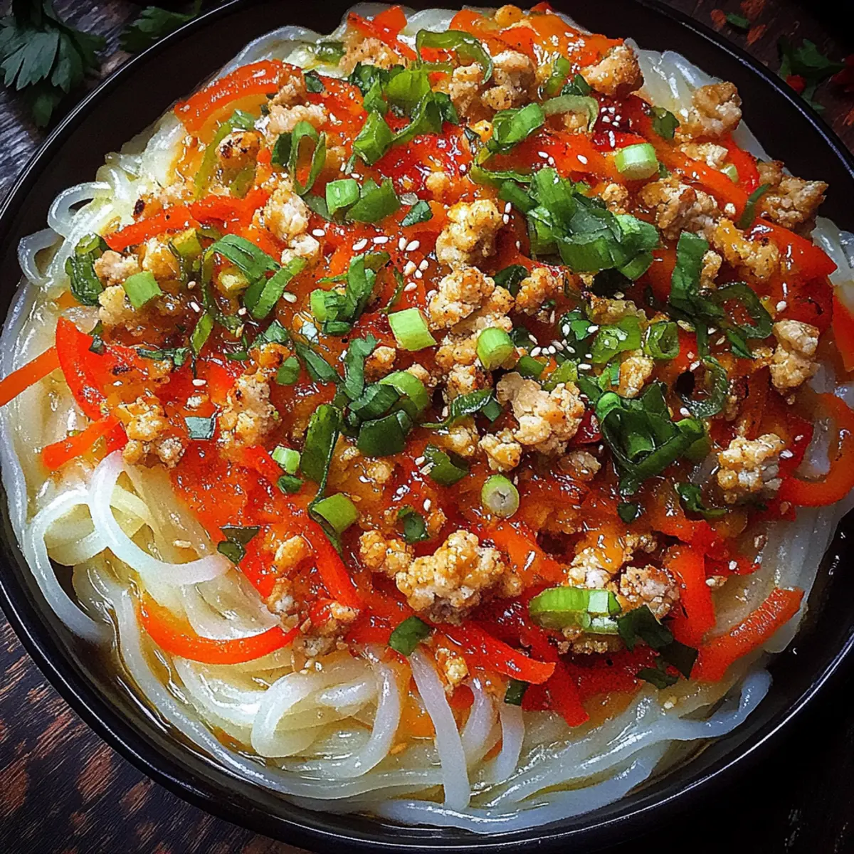Ground Chicken Sweet Chili Noodles