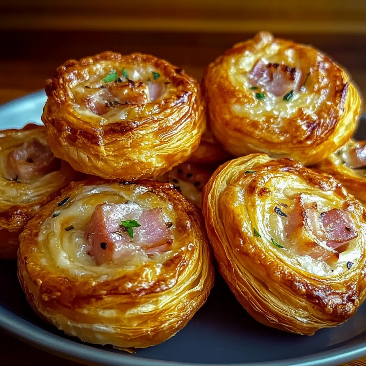 Ham and Cheese Puff Pastry Swirls