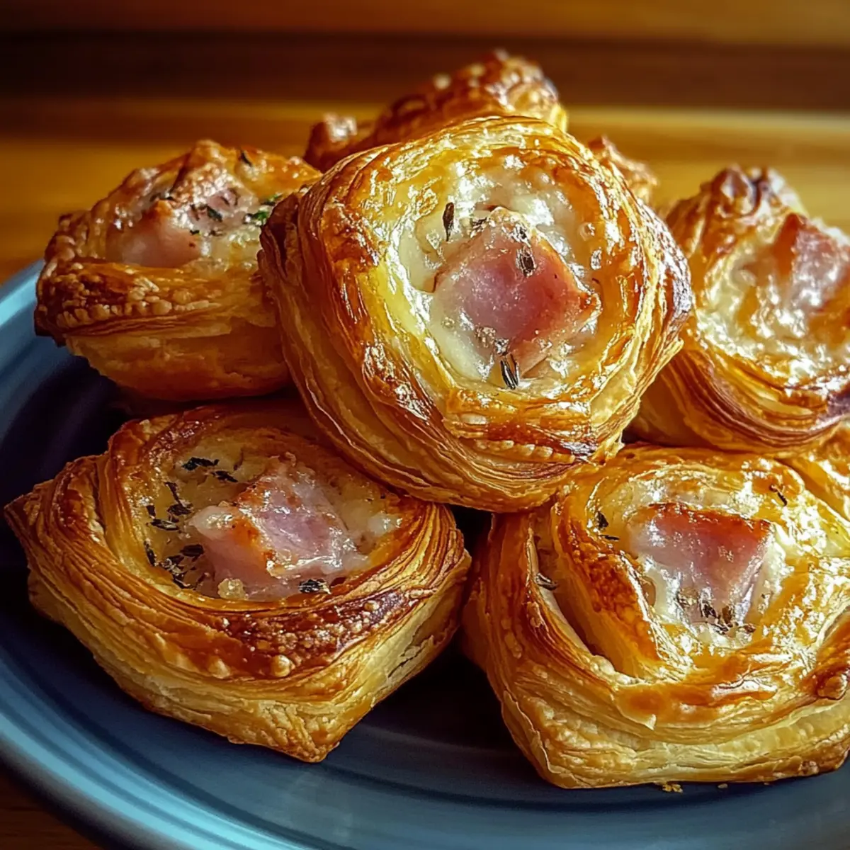 Ham and Cheese Puff Pastry Swirls
