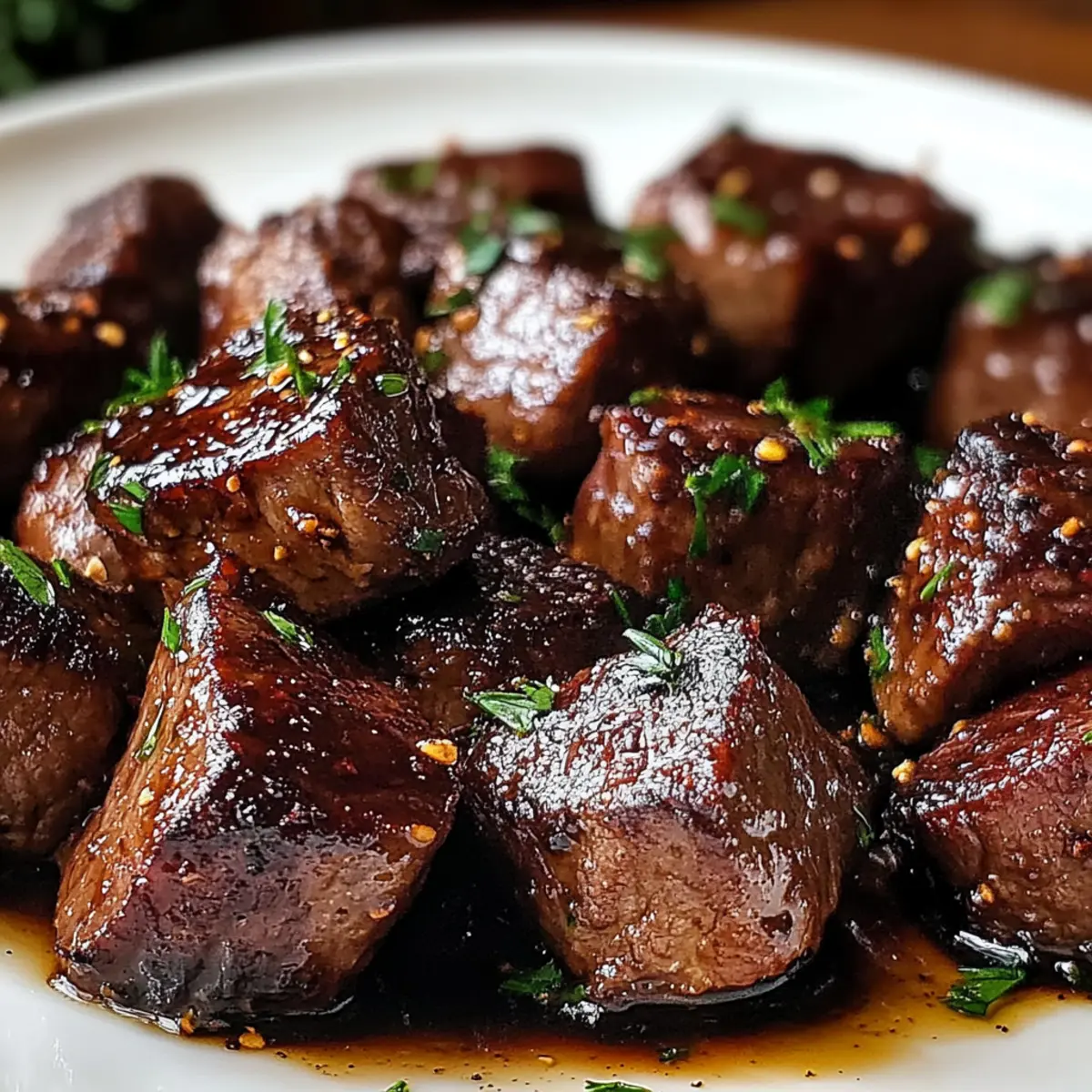 Healthy Clean High Protein Garlic Balsamic Steak Bites