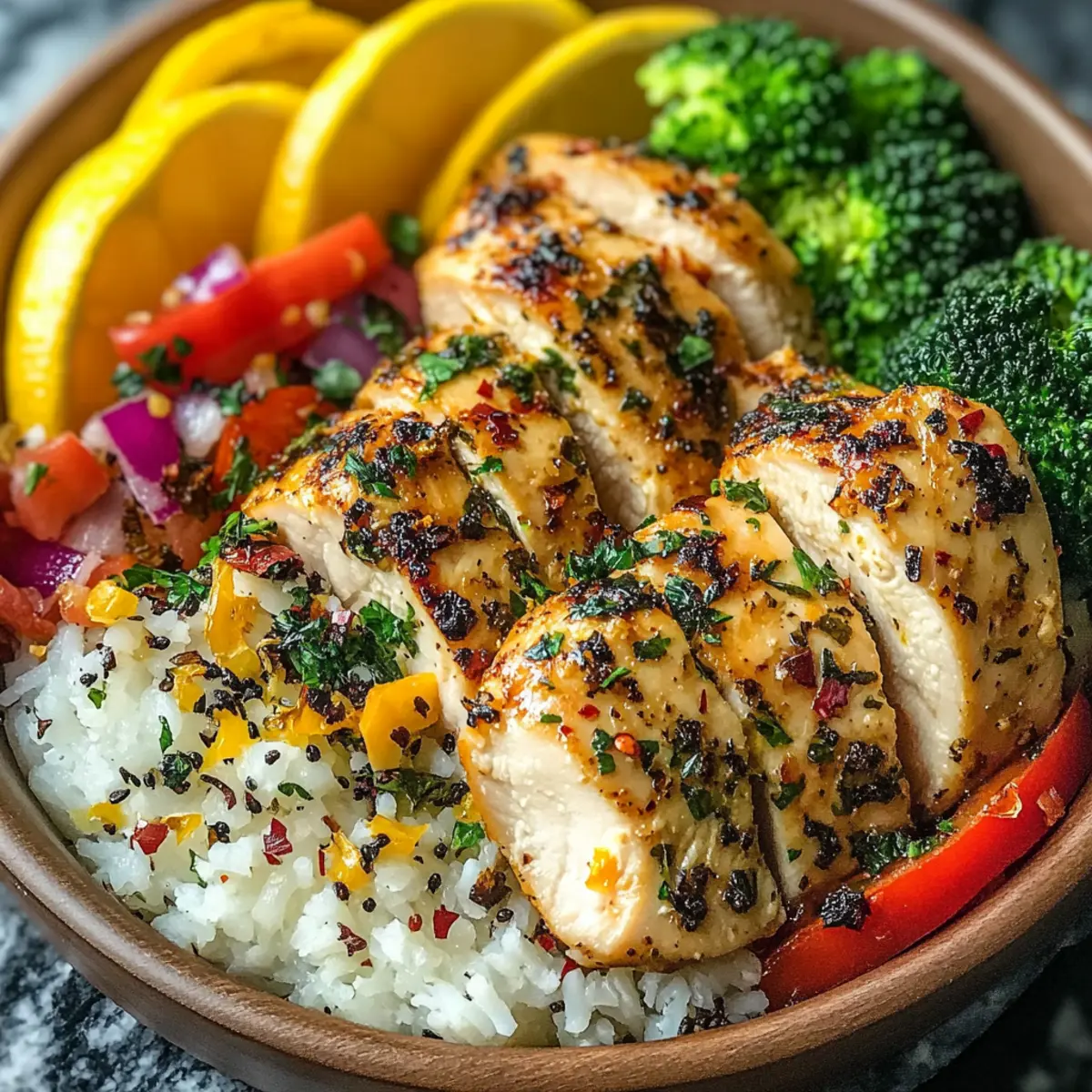 Healthy Lemon Garlic Chicken Meal Prep Bowls