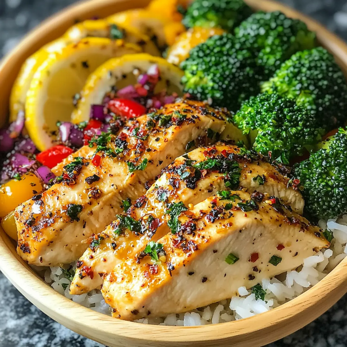Healthy Lemon Garlic Chicken Meal Prep Bowls