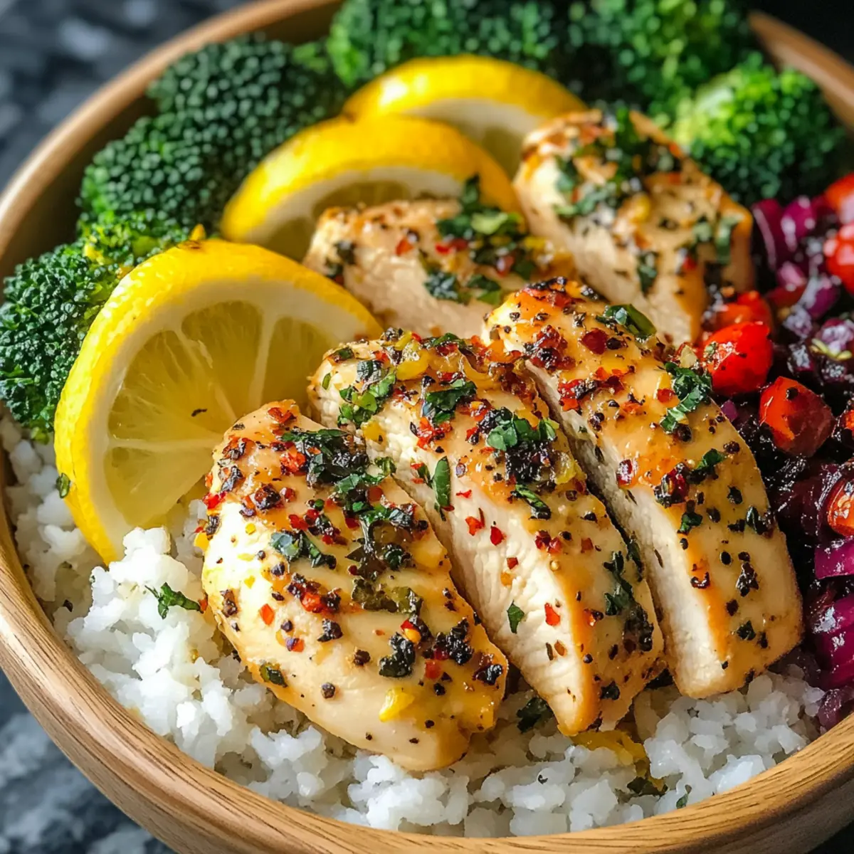 Healthy Lemon Garlic Chicken Meal Prep Bowls