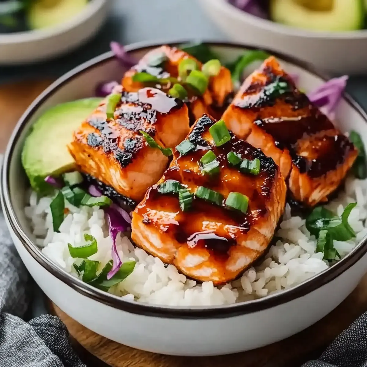 Honey Sriracha Glazed Salmon Bowls