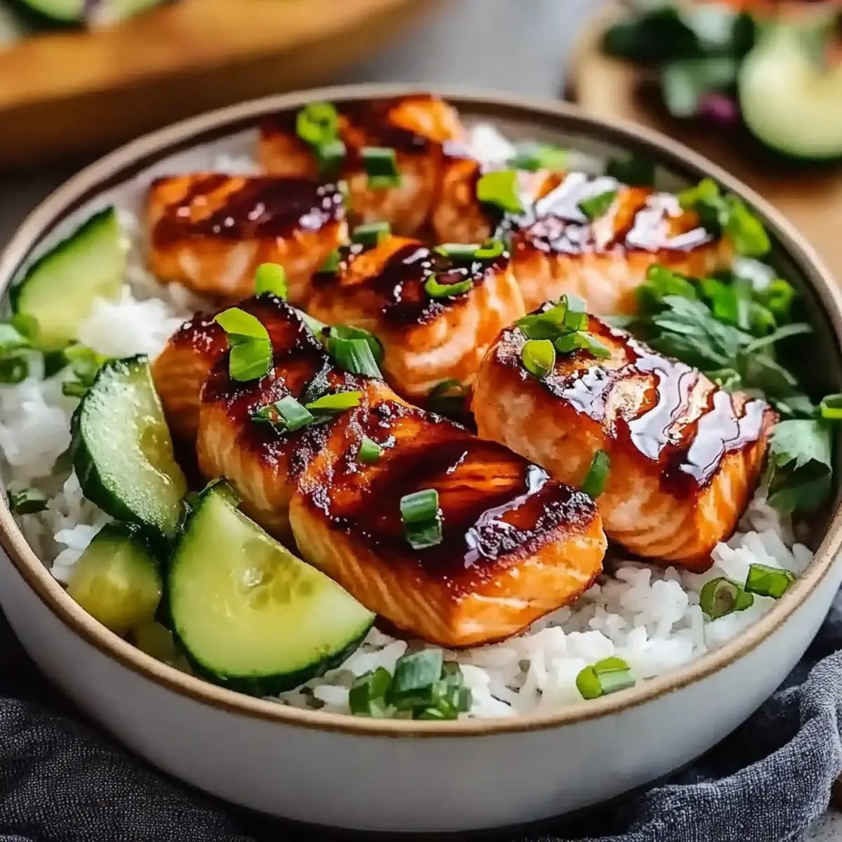 Honey Sriracha Glazed Salmon Bowls