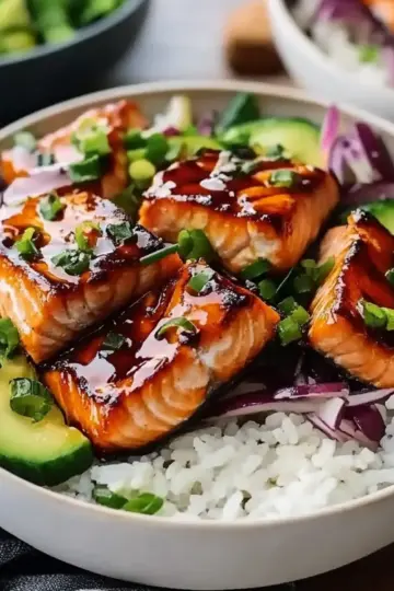 Honey Sriracha Glazed Salmon Bowls