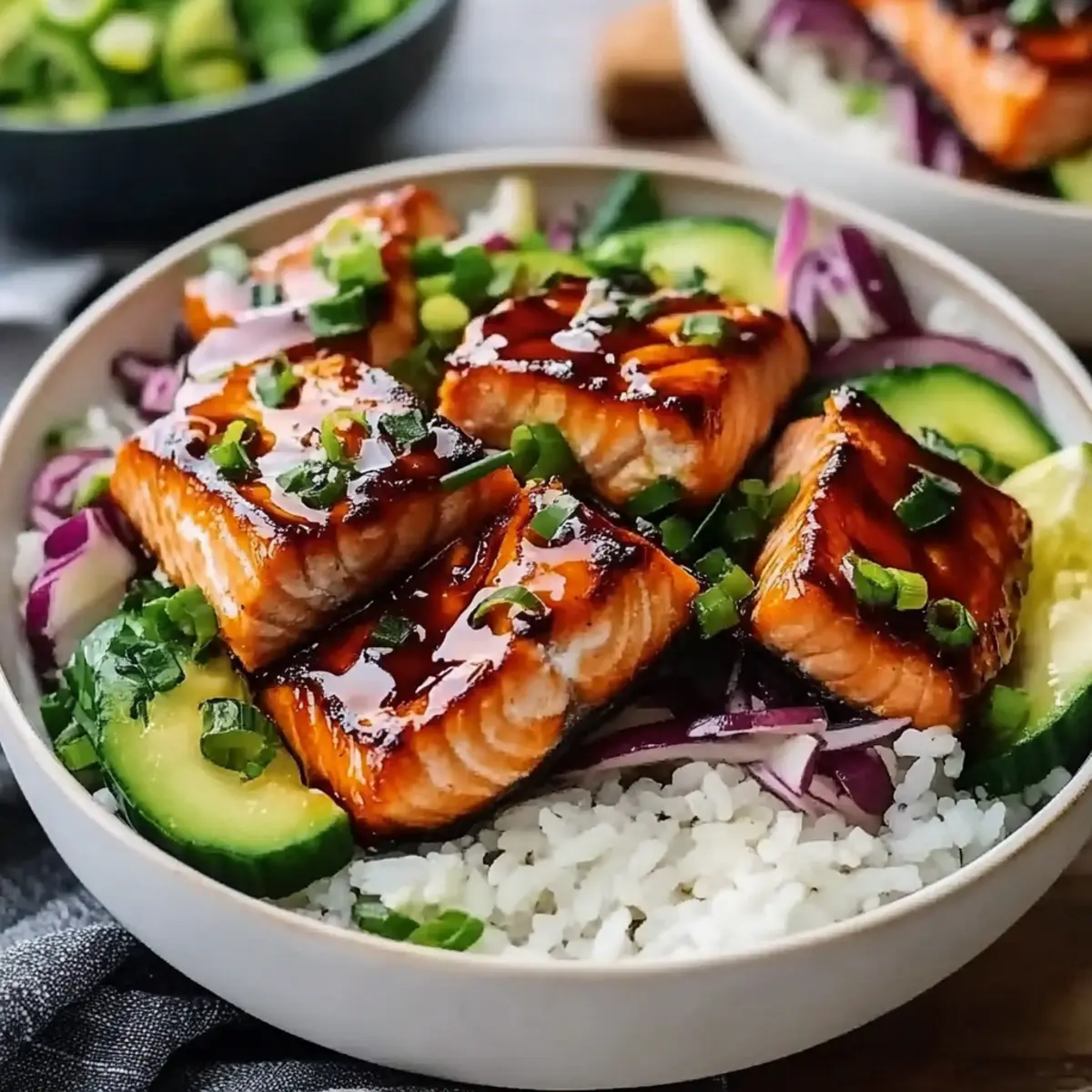 Honey Sriracha Glazed Salmon Bowls