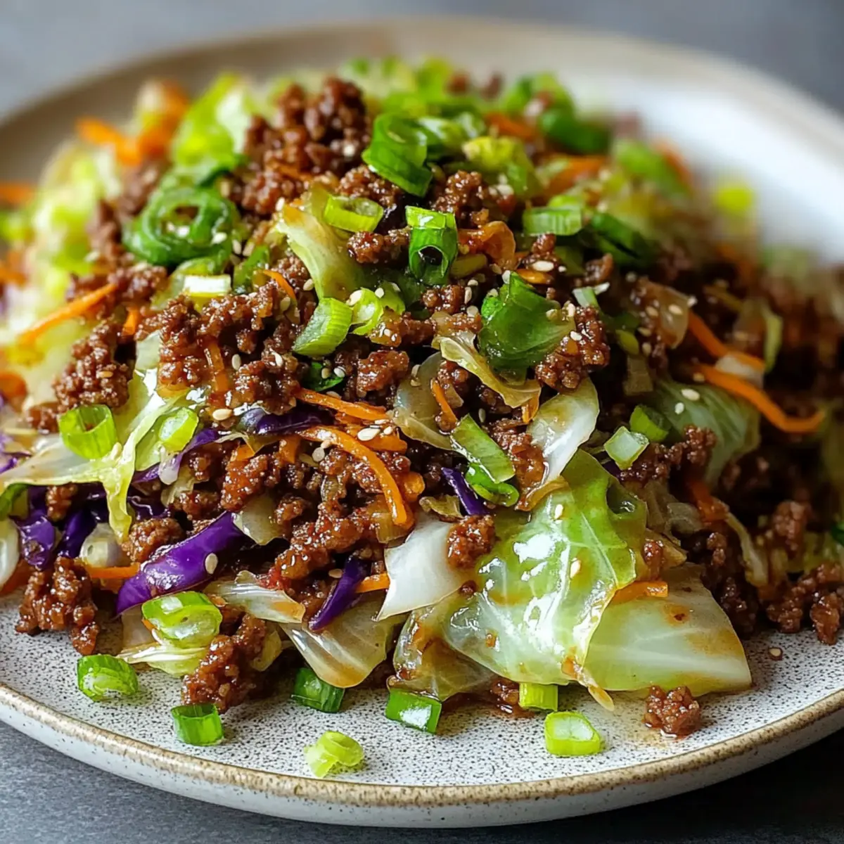 Low-Carb Mongolian Ground Beef and Cabbage