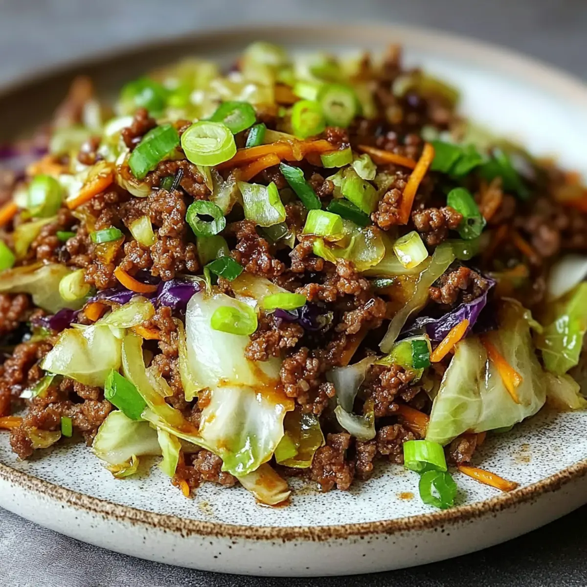 Low-Carb Mongolian Ground Beef and Cabbage