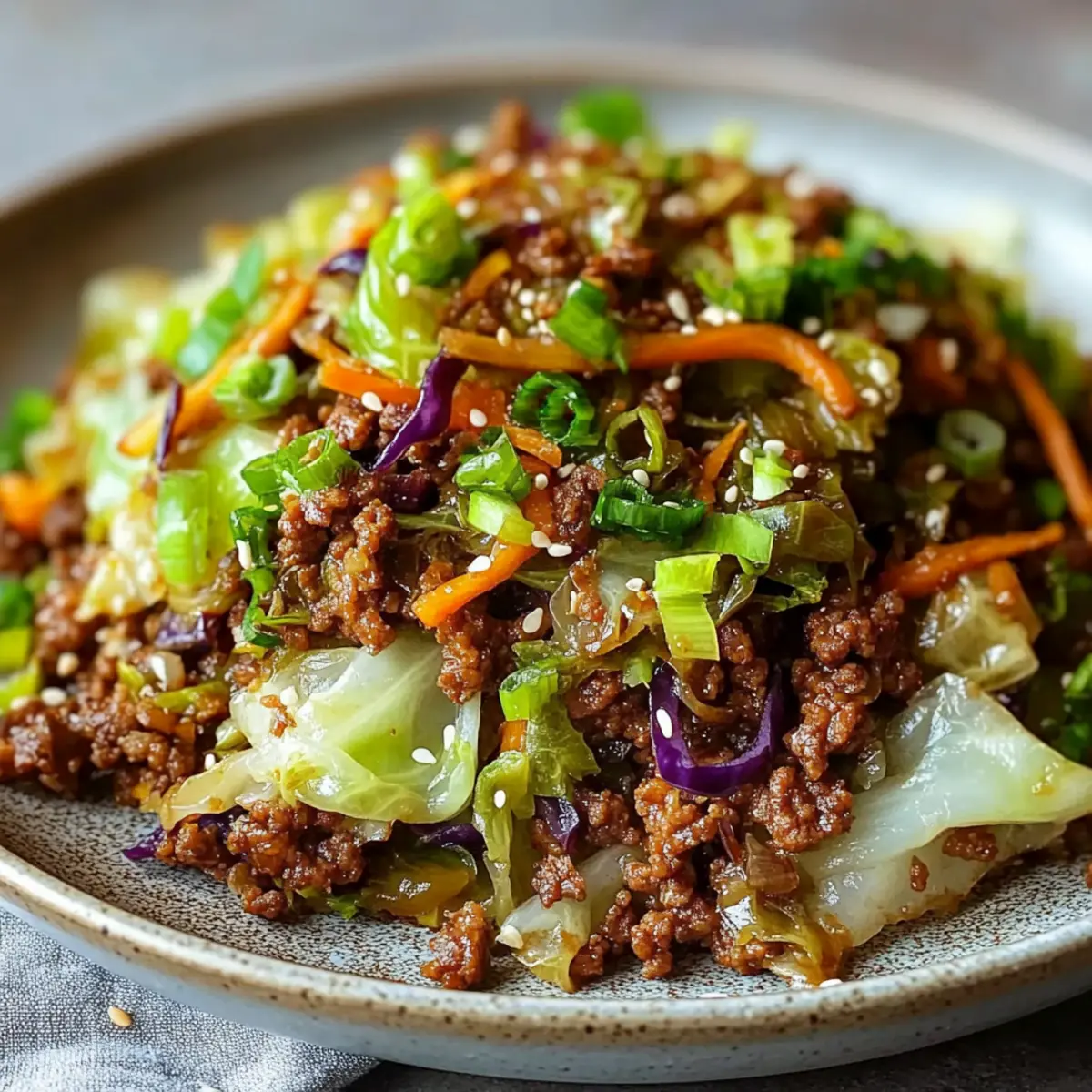 Low-Carb Mongolian Ground Beef and Cabbage