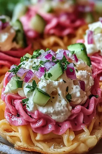 Pink Pasta Salad Cups