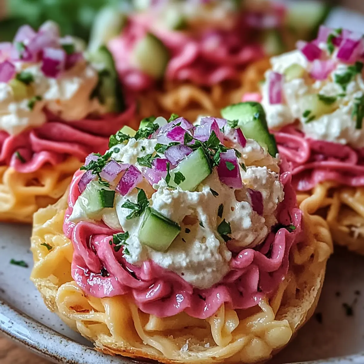Pink Pasta Salad Cups
