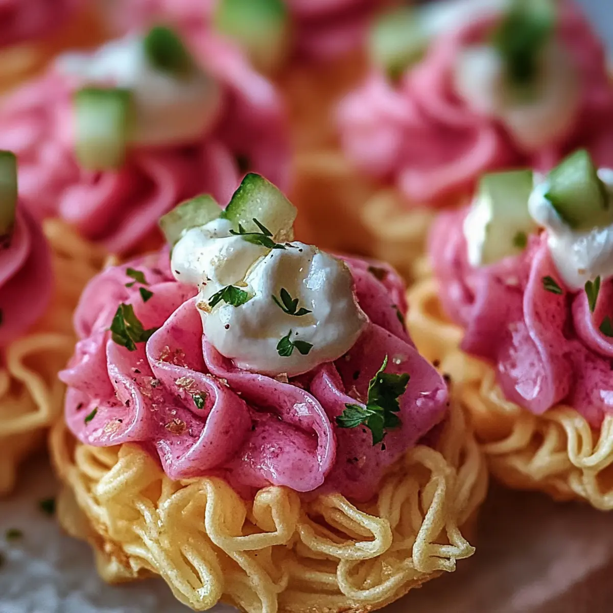 Pink Pasta Salad Cups