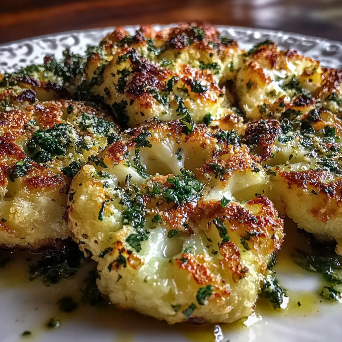 Savory Roasted Cauliflower with Parmesan and Pesto