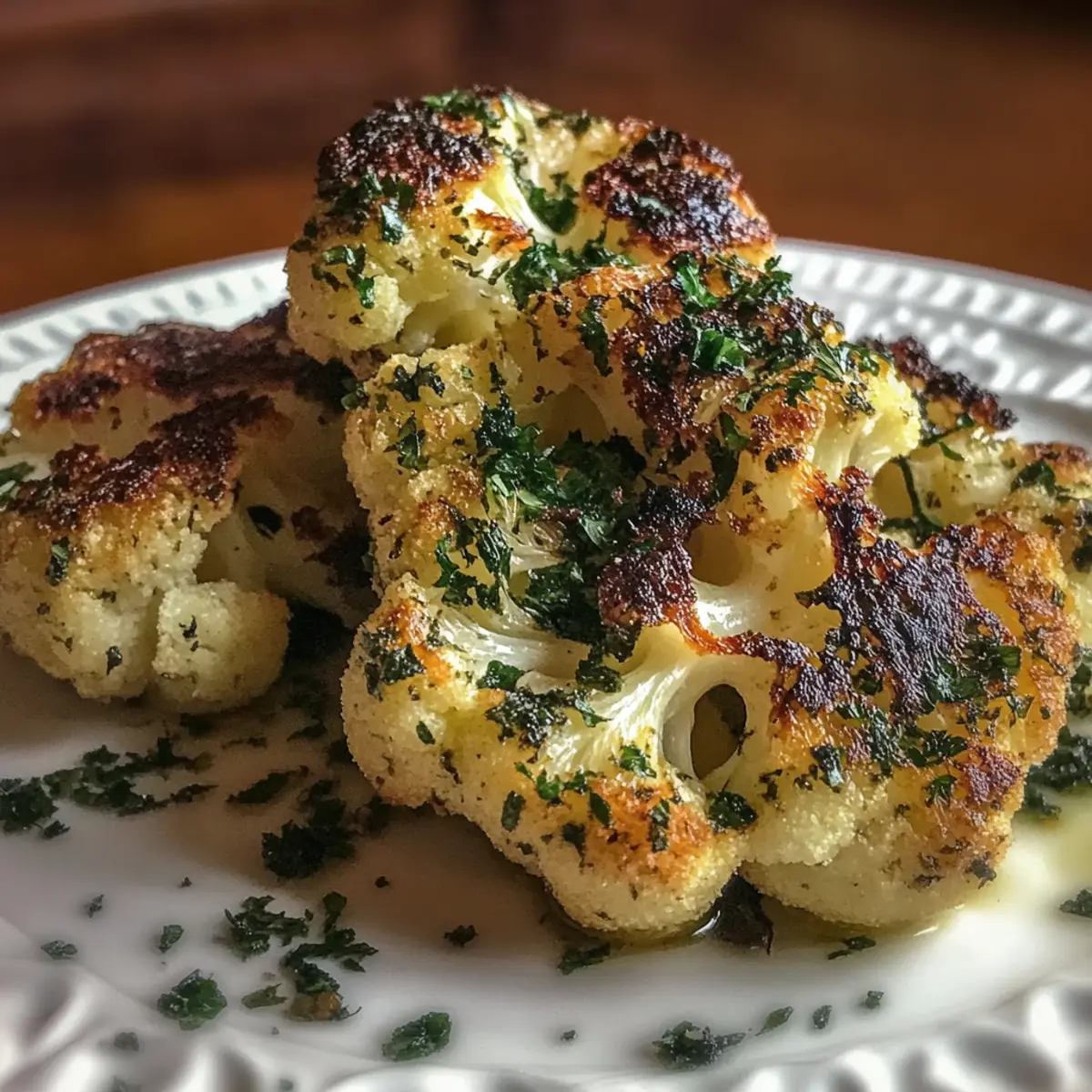 Savory Roasted Cauliflower with Parmesan and Pesto