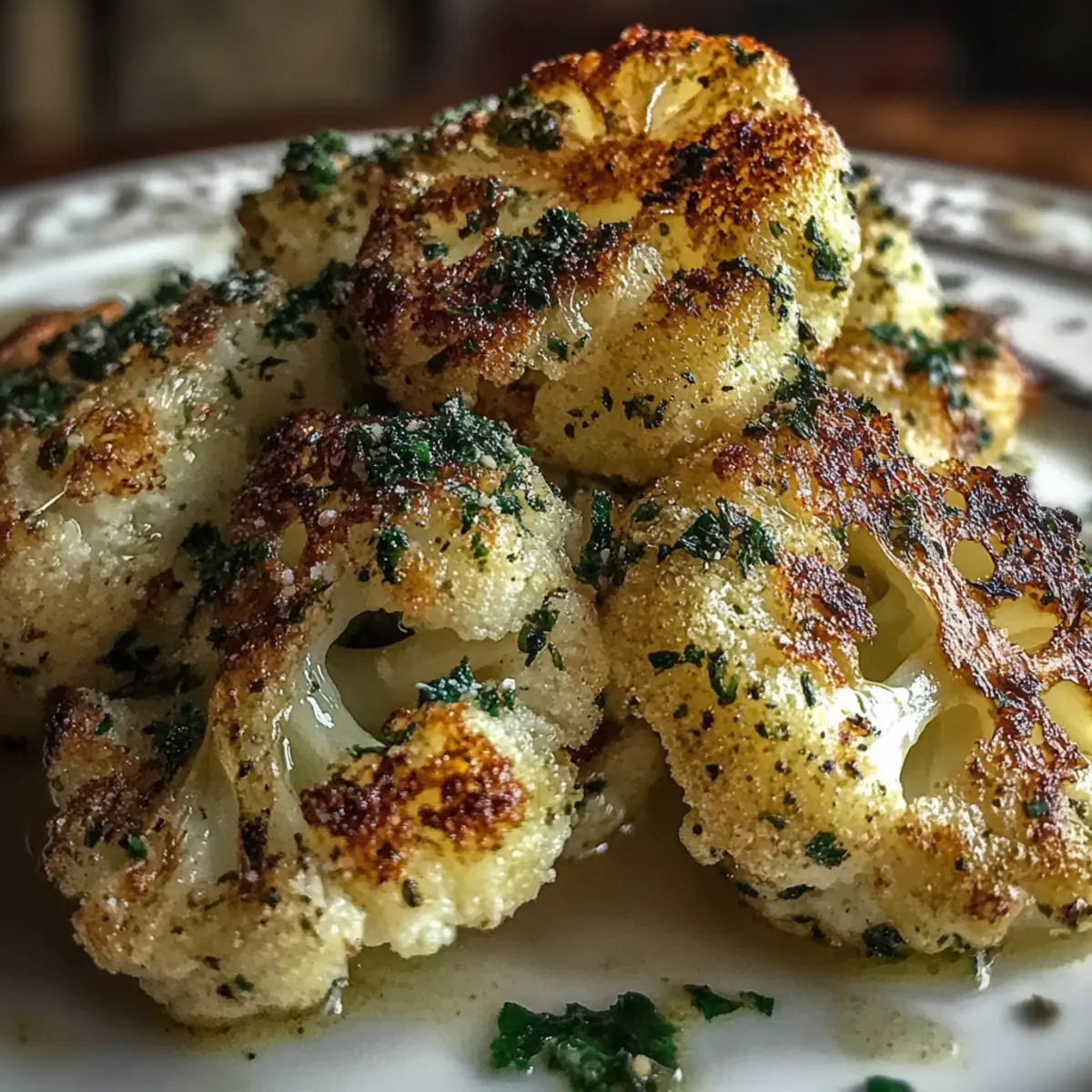 Savory Roasted Cauliflower with Parmesan and Pesto