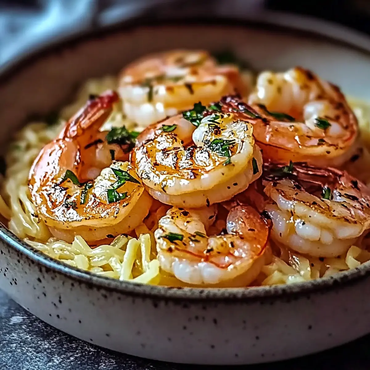 Shrimp Orzo In Lemon Garlic Sauce