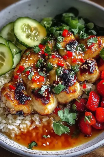 Sweet Chili Chicken Bowl with Zesty Coconut Lime Drizzle