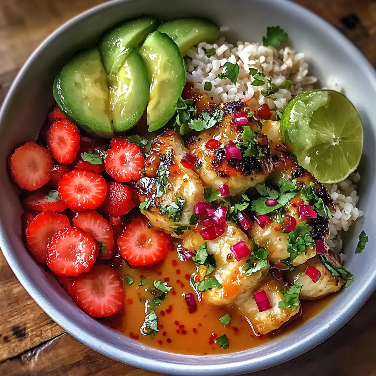 Sweet Chili Chicken Bowl with Zesty Coconut Lime Drizzle