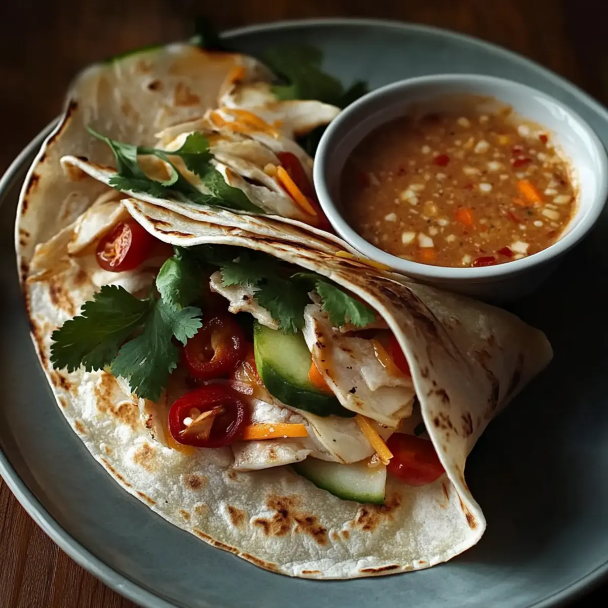 Thai Peanut Chicken Wraps