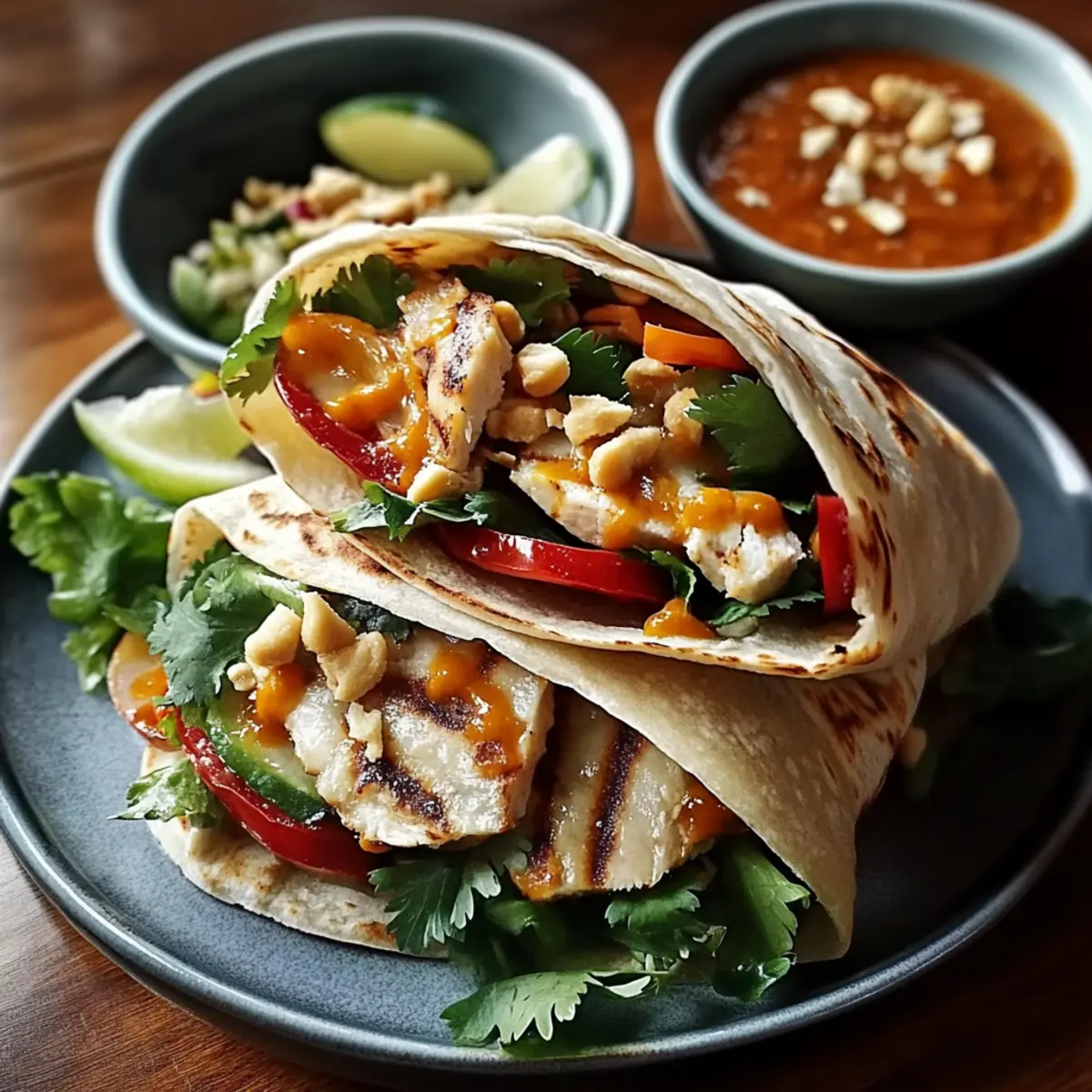 Thai Peanut Chicken Wraps