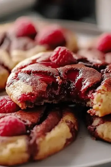 Fudgy Raspberry Dark Chocolate Cookies
