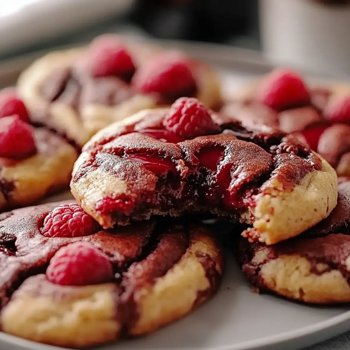Fudgy Raspberry Dark Chocolate Cookies