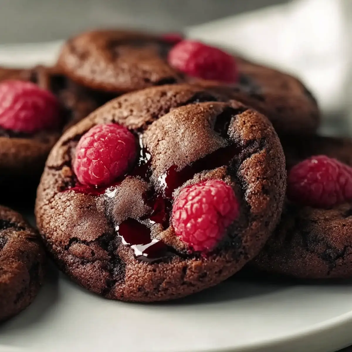 Fudgy Raspberry Dark Chocolate Cookies